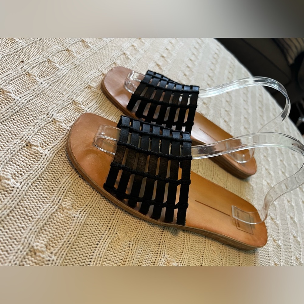Dolce Vita Sz 11 Black Woven Leather Slides - Picture 4 of 7